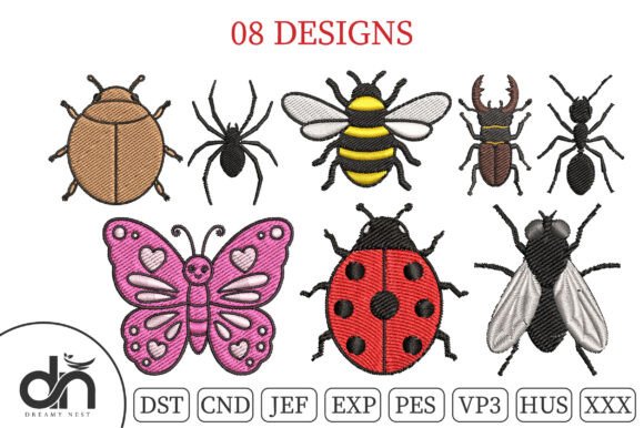 9 Cute Tiny Insects Embroidery Bundle