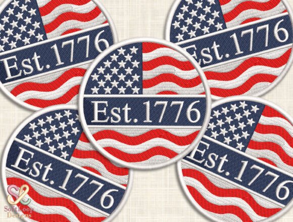 American Flag Patch Embroidery Design