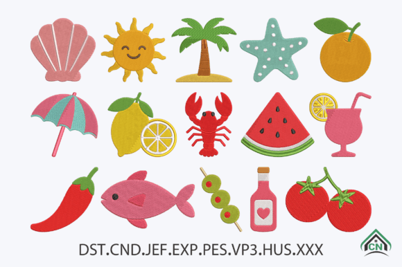 Coastal Summer Embroidery Design Bundle