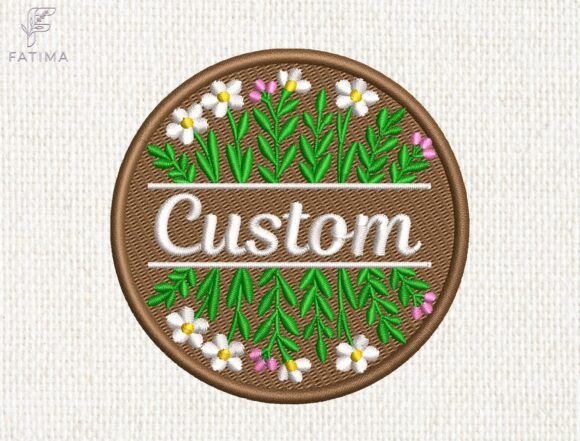 Custom Floral Name Patch Embroidery