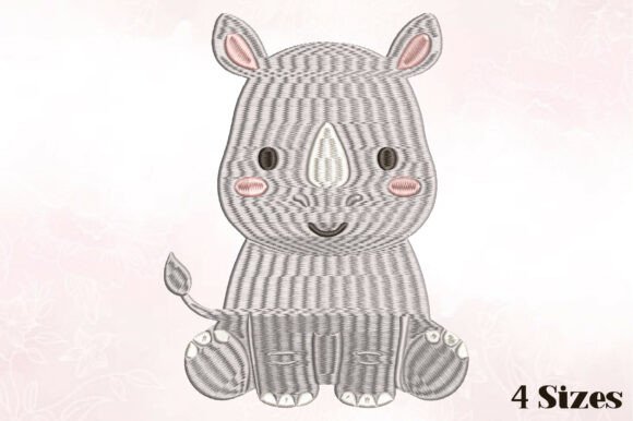 Cute Baby Rhino Embroidery Design