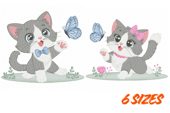 Cute Kitten Couple Embroidery Set