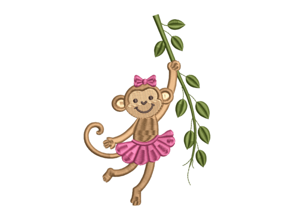 Cute Monkey Girl Embroidery