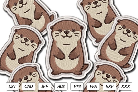 Cute Otter Embroidery Design