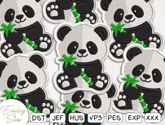 Cute Panda Patch Embroidery Design