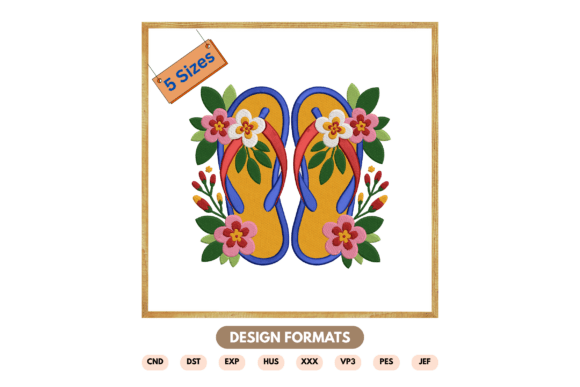 Floral Flip Flop Embroidery Design