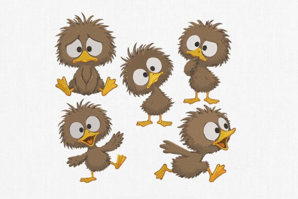 Funny Baby Bird Embroidery Design Set