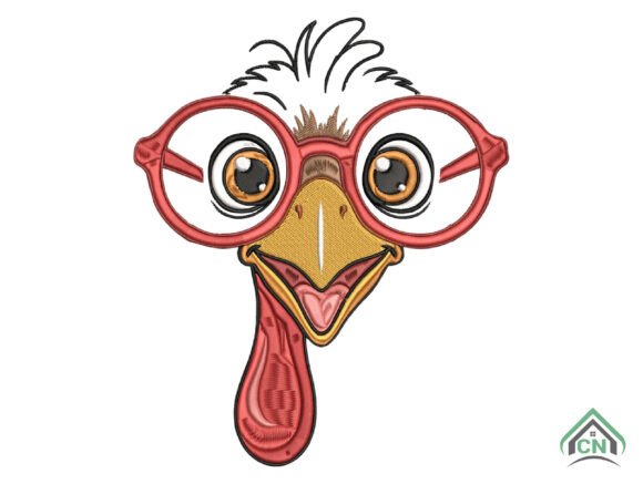 Funny Chicken with Glasses Embroidery