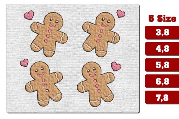 Gingerbread Man Heart Embroidery Design