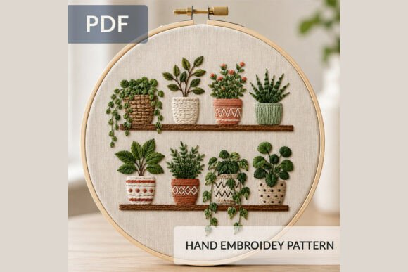Houseplants Hand Embroidery Pattern