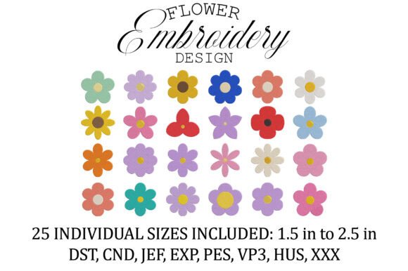 Mini Flower Icons Embroidery Design