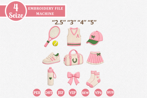Mini Tennis Embroidery Design Bundle