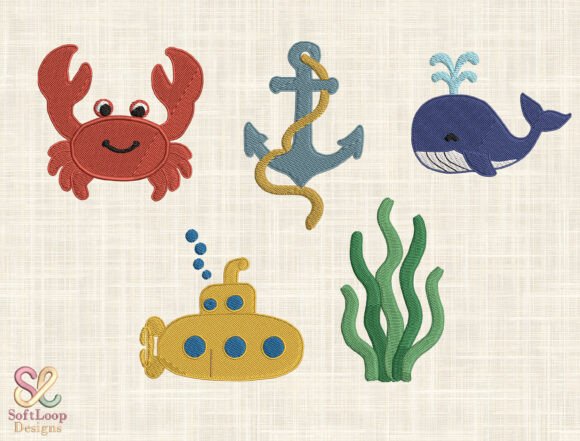 Ocean Sea Embroidery Design Set
