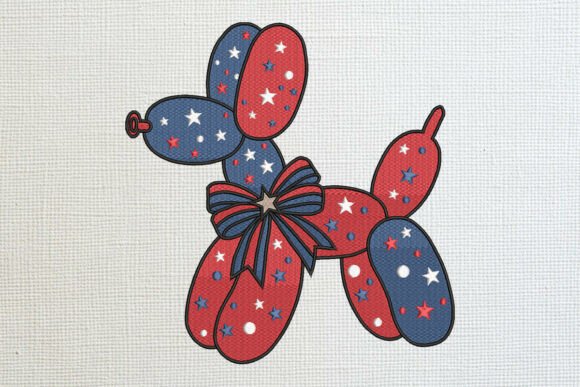 Patriotic Balloon Dog Embroidery Design