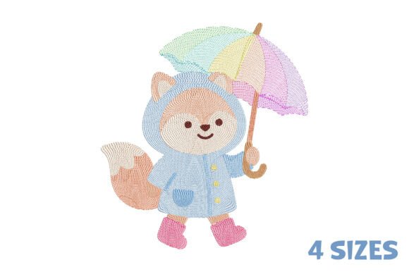 Rainy Fox Embroidery Design
