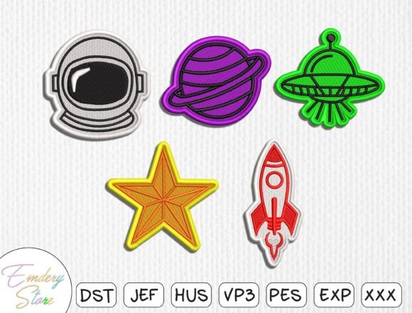 Space Patch Embroidery Design Set
