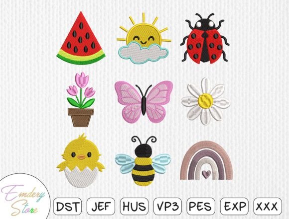 Spring Patches Embroidery Design Set