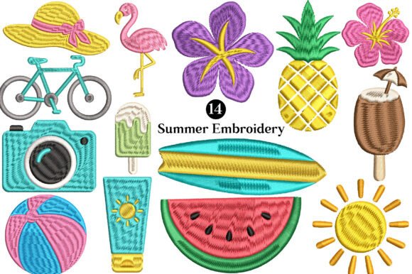 Summer Tropical Embroidery Design Bundle