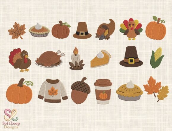 Thanksgiving Embroidery Design Bundle